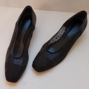 Magdesian black leather/sparkle net flats-sz 20N